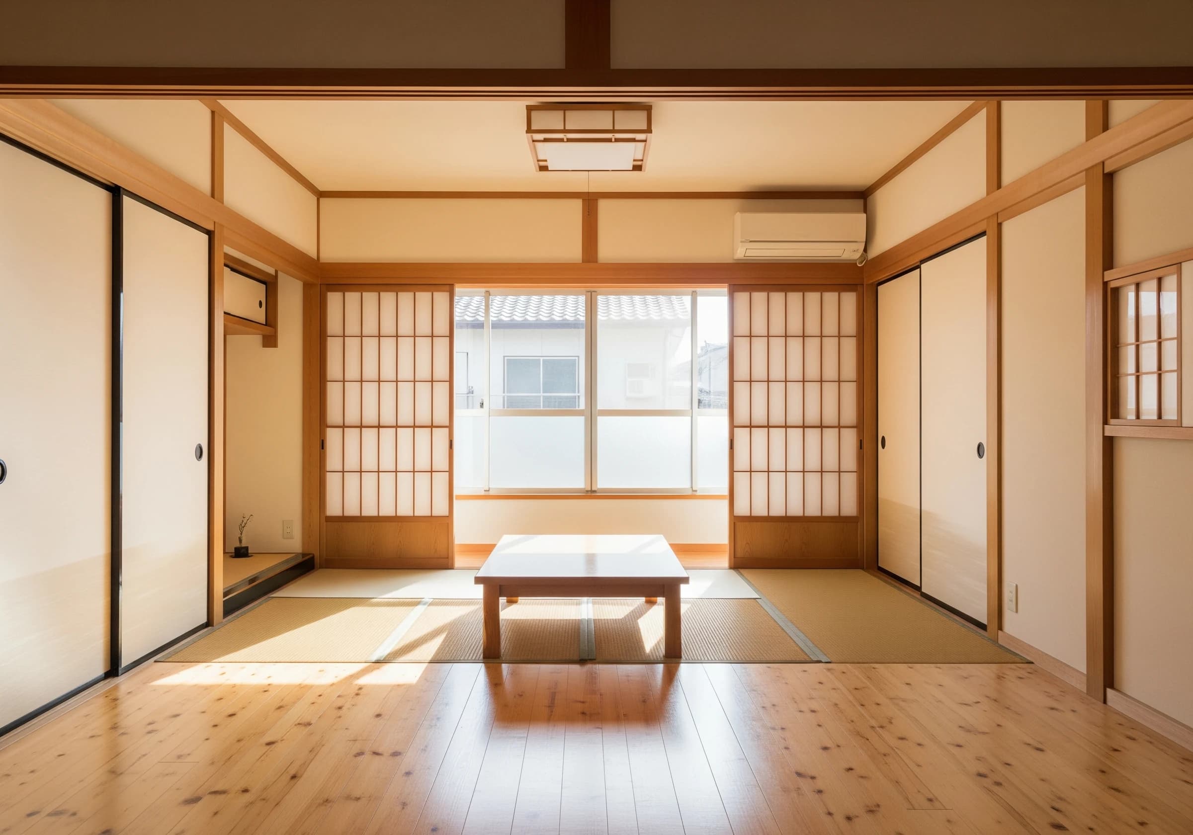 片付けを終えた明るい空き家の室内