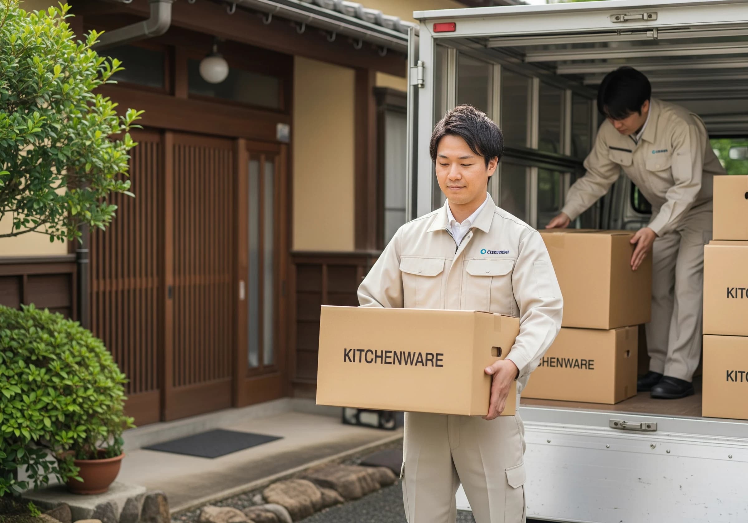 不用品をトラックへ積み込む回収作業