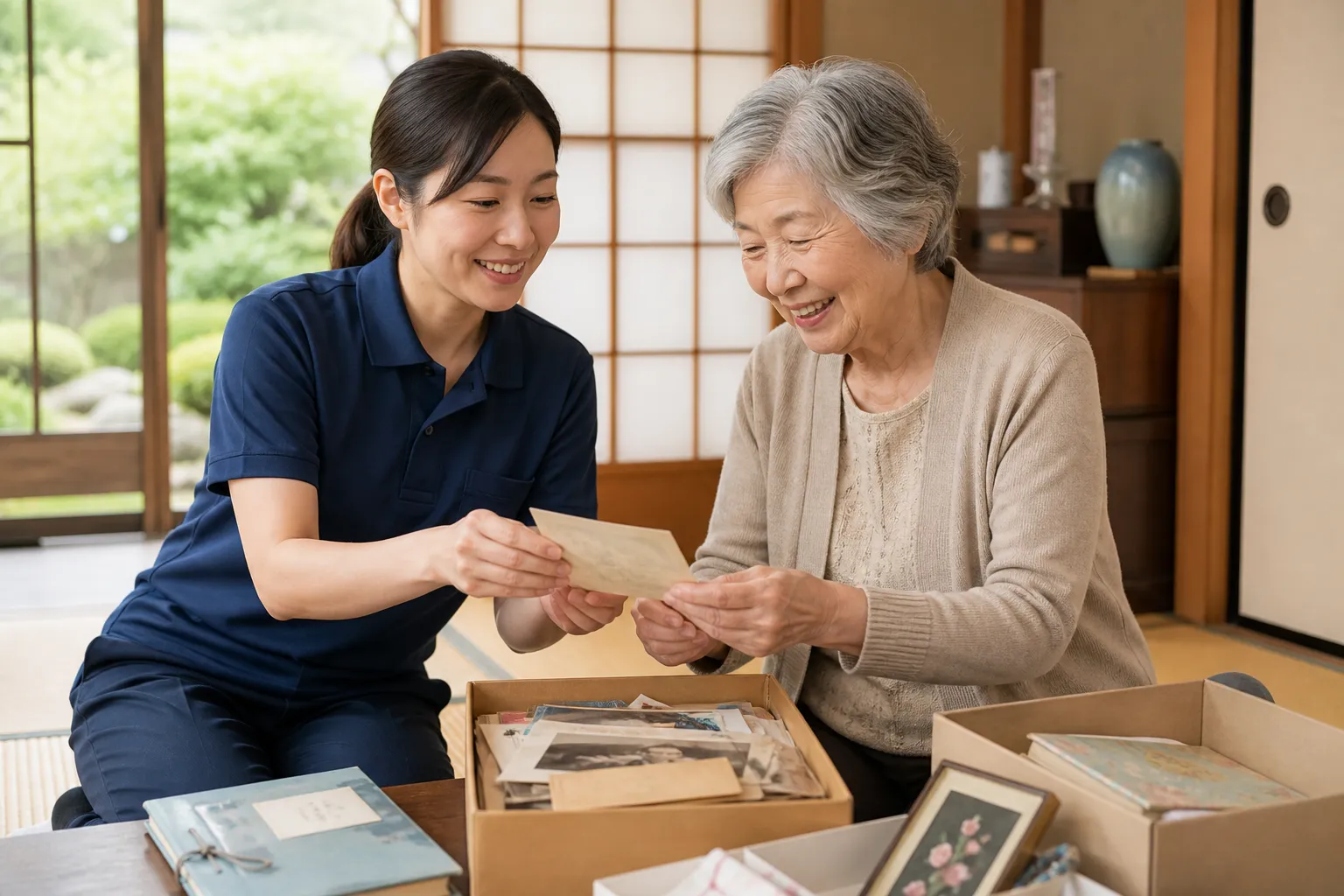 ご本人と一緒に持ち物を整理する様子